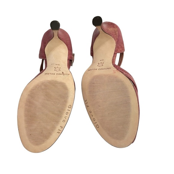 ANTONIO MELANI Dusty Rose
Suede Leather Faux Snake
Trim Peep Toe Heels Size 9M - Picture 9 of 13